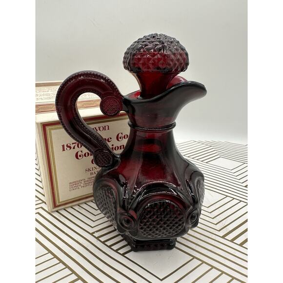 Vintage 1876 Avon Ruby Red Cape Cod Collection Perfume Bottle Full - Picture 5 of 5